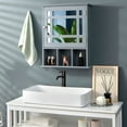 thumbnail image 3 of Gymax Mirrored Medicine Cabinet Bathroom Wall Mounted Storage W/Adjustable Shelf Grey, 3 of 10