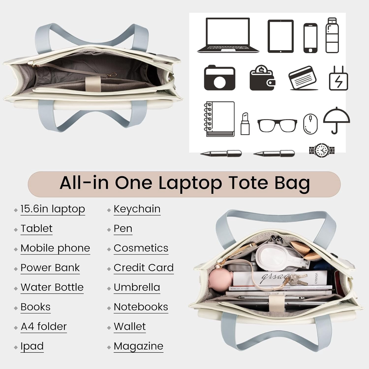 LOVEVOOK Laptop Bag for Women 15.6 Inch Tote Work Professional Leather Computer Briefcase Waterproof Handbag Shoulder Large Capacity Business Teacher Office Crossbody Purse