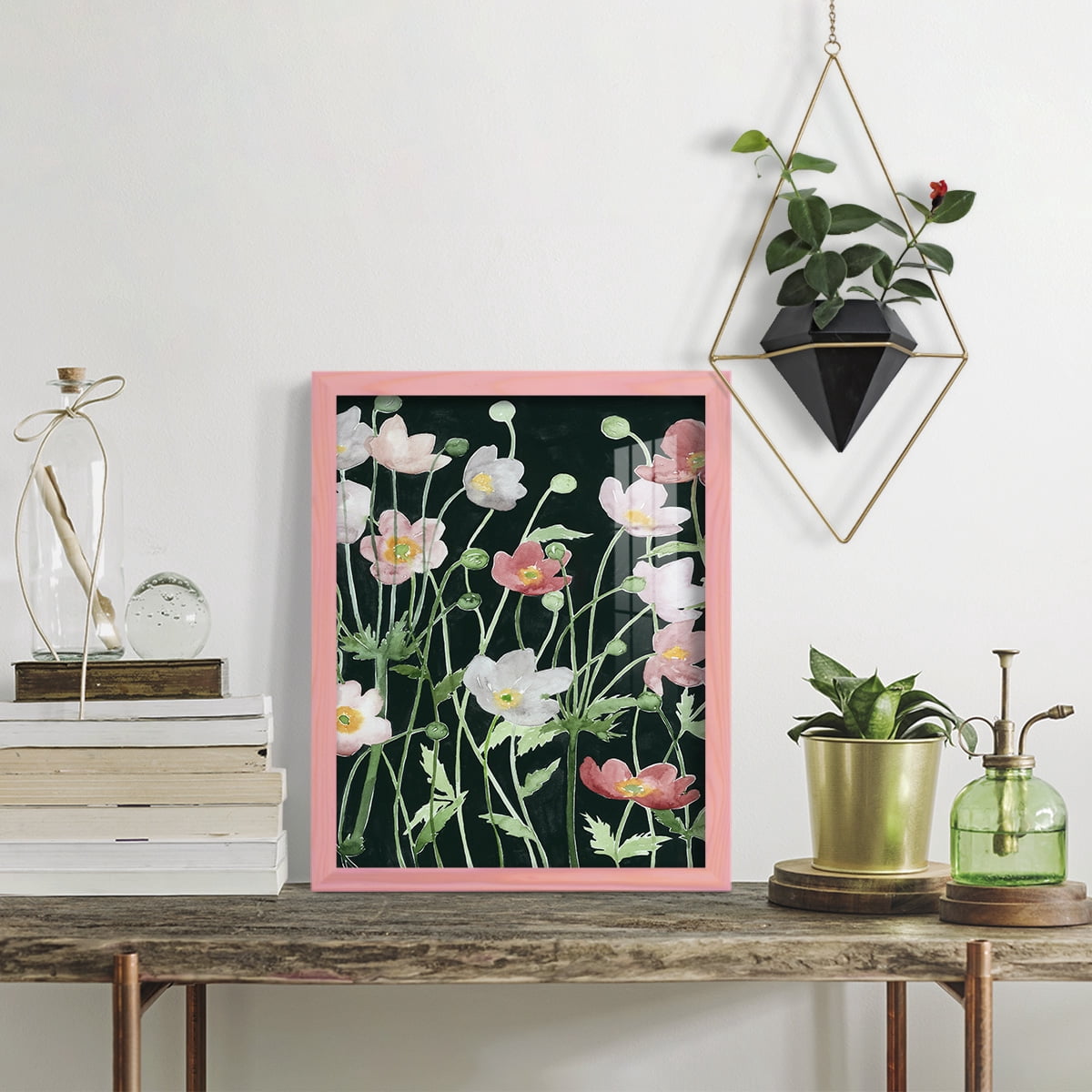 Anemone Dance I -Framed Print w/glass-Sunset Pink