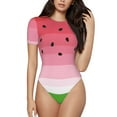 thumbnail image 1 of Kdxio Justaucorps à Manches Courtes Imprimé Melon D\'eau pour Femmes Col Rond Modal Doux Confortable Ajusté Aguichant Haut-Grand, 1 of 6