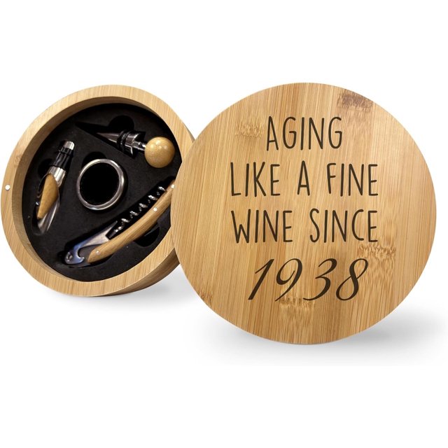 Custom Birth Year 1938 Wine Set Gift For 86th Birthday, Unique Gift Ideas For Turning 86, Wine Accessory For Mother's Day Father's Day Retirement