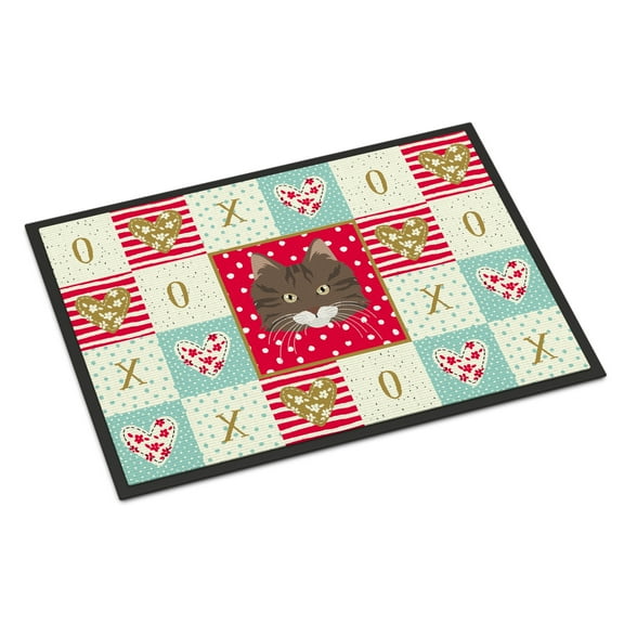 Carolines Treasures CK5137MAT Norwegian Forest Cat Love Door Mat Indoor Rug or Outdoor Welcome Mat 18x27 Doormat 27"L x