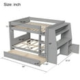 thumbnail image 2 of Harper & Bright Designs Full Size Bunk Bed with Desk and Storage, Space-Saving Wooden Bunk Bed with Bookshelves & 3 Drawers, Gray, 2 of 10