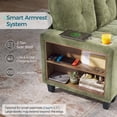 thumbnail image 5 of LINSY HOME 83" Modular Sectional Sofa with Pull Out Bed, Multi-functional Armrest & Storage Chaise, 5-Seat Pull Out Couch with Shelves, USB Ports & Cup Holders, Chenille Green, 5 of 11