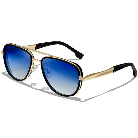 KANASTAL Aviator Sunglasses Women Men Polarized UV400 Protection with Double Bridge Design Retro Sun Glasses Gradient Blue Lens