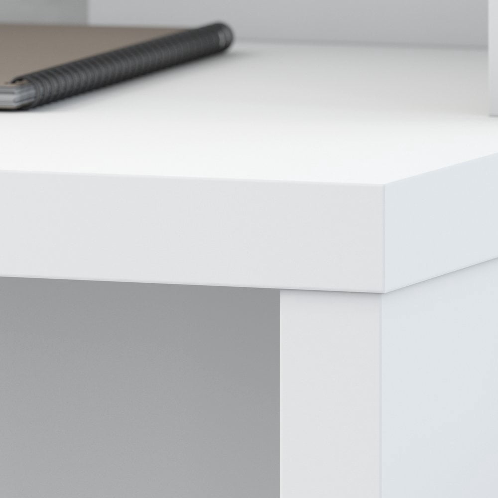 kathy Ireland Echo Bow Front L Shaped Wood Desk in Pure White