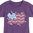 thumbnail image 3 of Instant Message - 4th of July - American Flag Heart - Toddler & Youth Girls Short Sleeve Graphic T-Shirt, 3 of 6