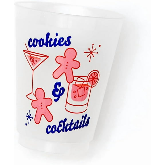 Cookies and Cocktails Gingerbread Holiday - 12oz Frosted Cups Pack of 12