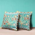 thumbnail image 3 of Pond Peacock Throw Pillow with Removable Cover in Light Blue Red Light Yellow 20x20, 3 of 8