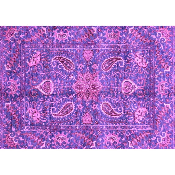 Ahgly Company Machine Washable Indoor Rectangle Oriental Purple Traditional Area Rugs, 5' x 8'