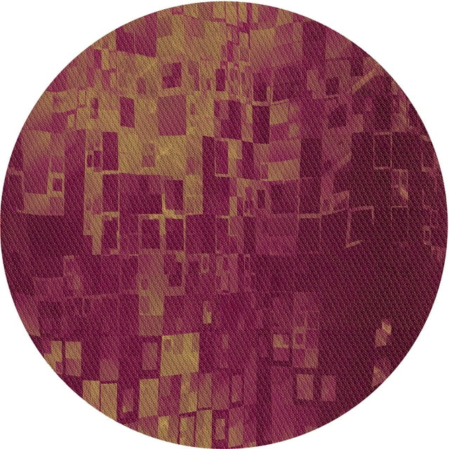 Ahgly Tapis Rond Lavable en Machine Intérieur Rouge Pamplemousse Transitionnel, 7 Pieds Rond