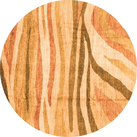 Ahgly Company Indoor Round Abstract Orange Modern Area Rugs, 5' Round