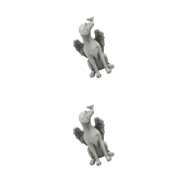 Sidaley Pet Statue Dog Angel's Wing Puppy Decor Figurine Home Garden Sculpture ángel 2Conjunto