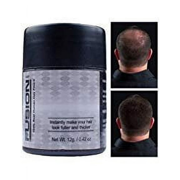 100% Real Human Hair Fibers - Conceal bald and thinning hair - Root touch up - Volumizer - Unisex (0.43 Ounce, Black)