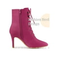thumbnail image 3 of BLISSFUL STEP Pointy Toe Zip Lace Up Stiletto Heel Ankle Boots for Women Hot Pink 9.5, 3 of 4