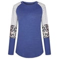 thumbnail image 4 of Women Crew Neck Long Sleeve Stripes Leopard Print Top, 4 of 6