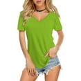 thumbnail image 1 of Womens V Neck Long/Short Sleeve T Shirts Basic Tee Tops, 1 of 3