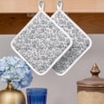 thumbnail image 2 of Blue Floral Pot Holders for Kitchen Heatproof Potholder, 4 Pack Farmhouse Vintage Flower Leaf Botanical Hot Pads Multipurpose Oven Pads Cloth Potholders Trivet for Cooking and Baking, 2 of 8