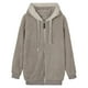 thumbnail image 1 of Chaqueta informal para mujer, abrigo con capucha, chaqueta cálida de gran tamaño, chaqueta suave con cremallera. Gris, 1 of 7