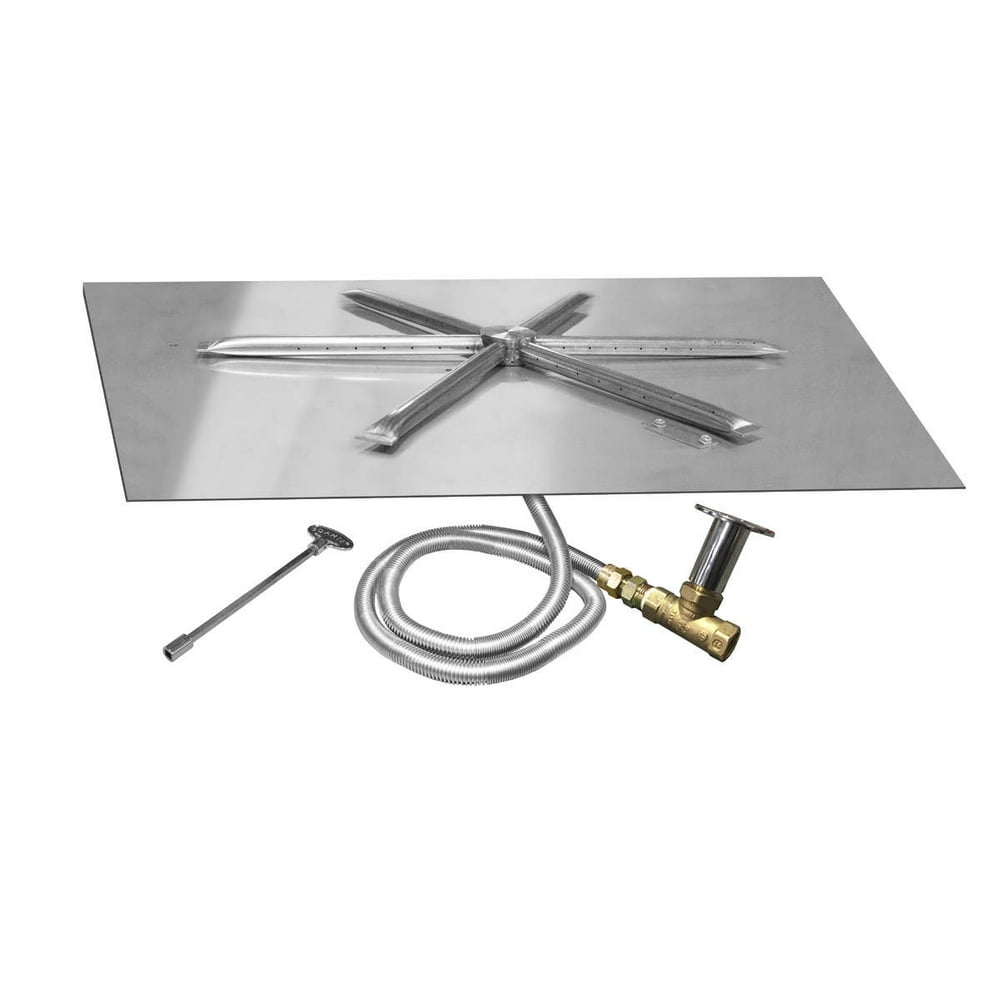 Firegear Match Light Gas Fire Pit Burner Kit, Square Flat Pan, 40" x 40