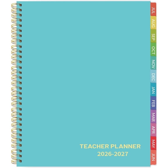 2026-2027 Teacher Planner Weekly and Monthly Teacher Planner 2026-2027 Academic Year, July 2026 - June 2027, 8.7" x 10.8", Lesson Planner Book with -Wire Binding & Tabs for Teachers - Blue