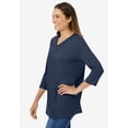 thumbnail image 4 of Woman Within Plus Size Perfect Three-Quarter Sleeve V-Neck Tee (Petite Available), 4 of 6