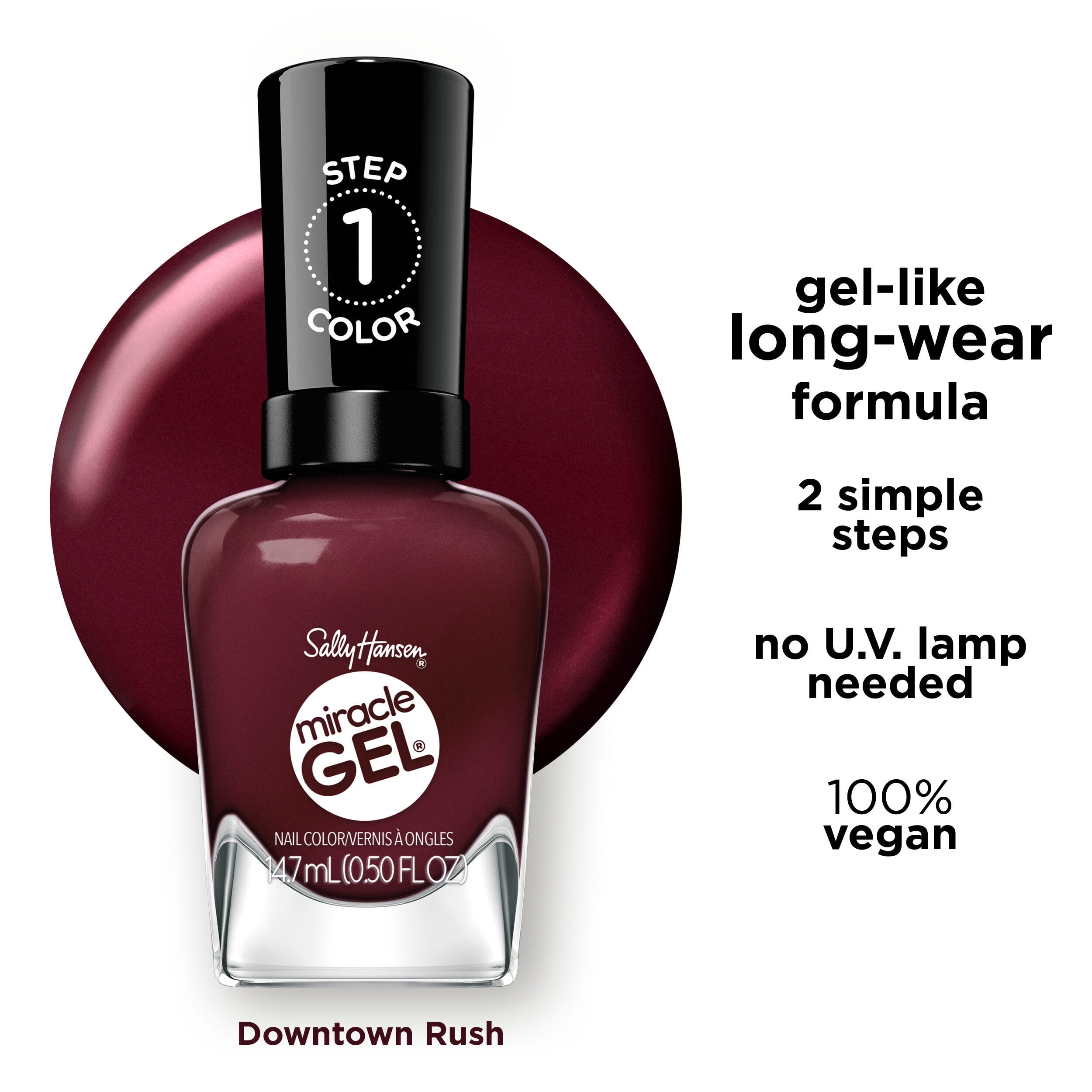 Sally Hansen Miracle Gel, Supercharged Glam Downtown Rush, Long-Lasting Gel Nail Polish, 0.52oz