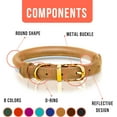 thumbnail image 3 of OOPSDOGGY Rolled Leather Dog Collar Reflective Soft Padded Pet Collar for Small Medium Large Breed Dogs Adjustable, Camel, 3 of 6