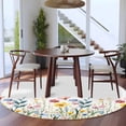 thumbnail image 4 of Spring Flower Round Area&nbsp;Rug 7ft Blue Pink Yellow Floral Leaves Natural Non-Slip&nbsp;Washable Circle Rugs Soft Felt Indoor Floor Mat for Bedroom Kitchen Living Room Bathroom, 4 of 9