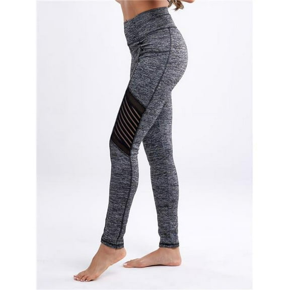 JupiterGear JG-A940-LEG-GRY-SM High-Waisted Pilates Leggings with Side Pockets & Mesh Panels Grey Small Medium
