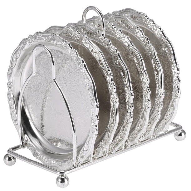 Bewildely Juego de posavasos Retro de 7 Uds para taza de café, juego de posavasos de Metal con aislamiento térmico, juego de posavasos con soporte para Cocina y Comedor No.1 Bewildely HA026582-01