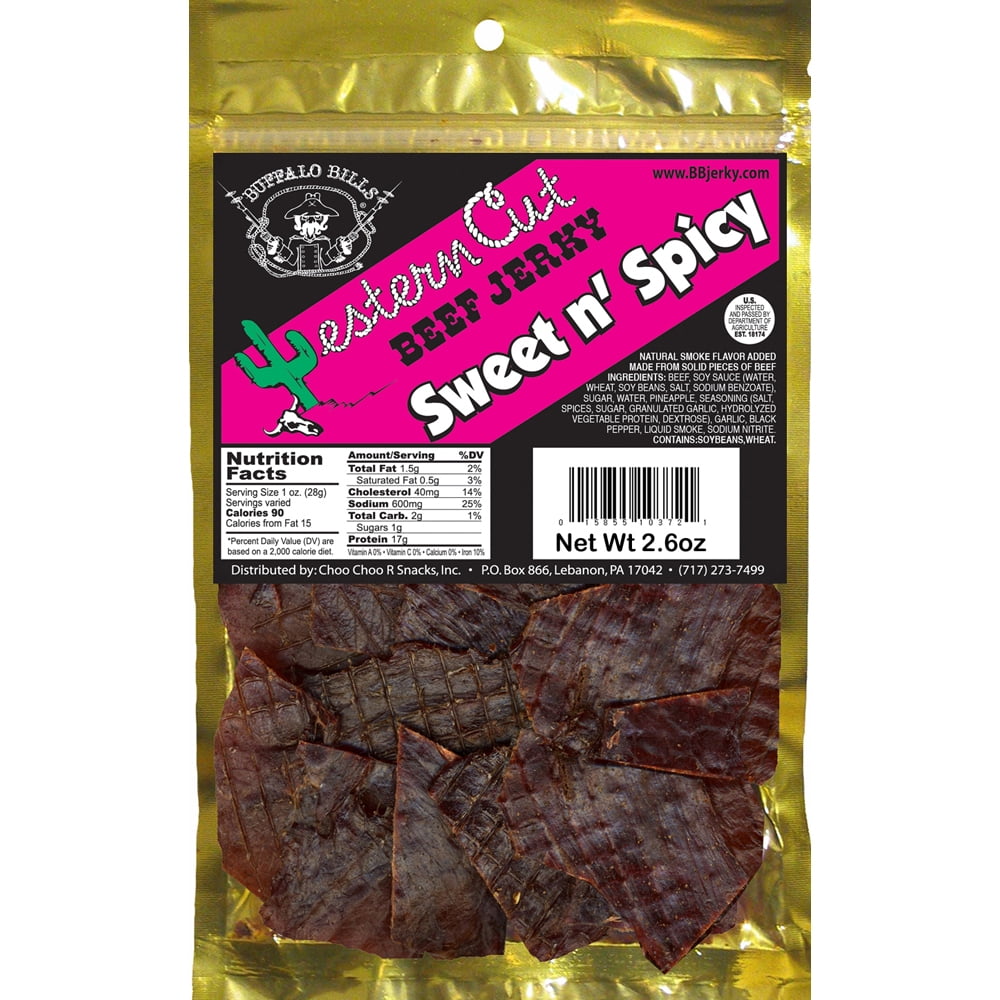 Buffalo Bills 2.6oz Western Cut Sweet n Spicy Beef Jerky – Six 2.6oz Packs