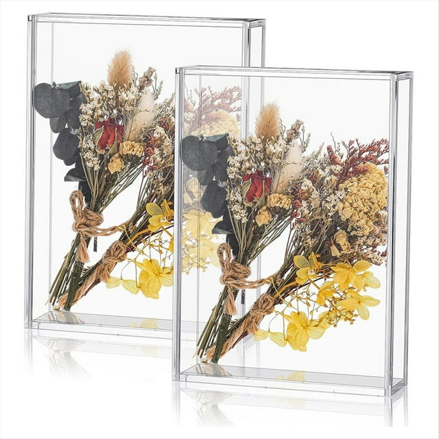 2 Cajas de Sombra de Acrílico para Exhibir, Cajas de Sombra con para DIY, Vitrinas de Acrílico Transparente para Recuerdos de Boda, Flores Secas.