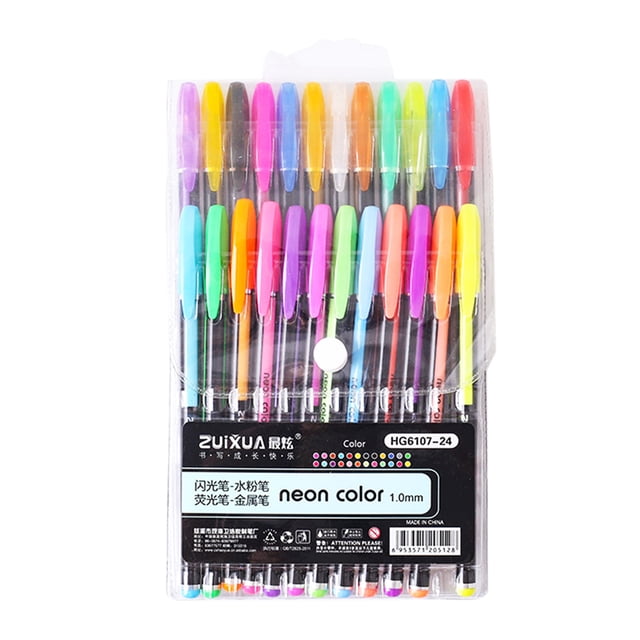 24 Colors (No Duplicates) G-el Pens Set Kit 1mm Pen L-ead for Drawing A-dult Coloring