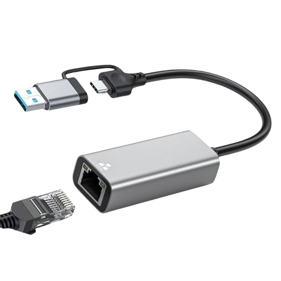 Two Interfaces USB C A Gigabit Ethernet Converters 1/2.5Gbps Fast Stable Connection