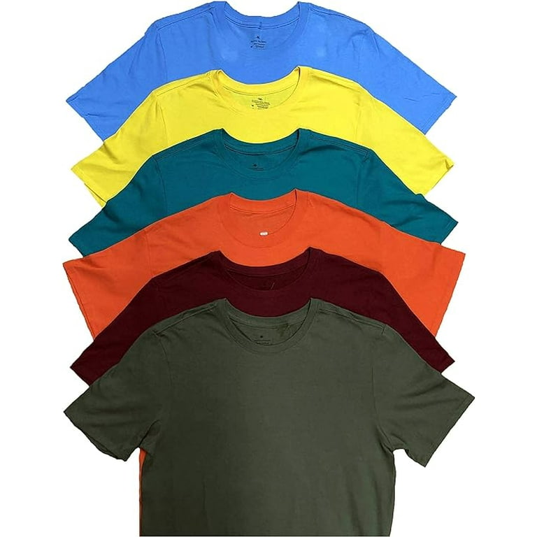 Walmart Men s 100 Cotton Crew Neck Short Sleeve T Shirts 12 Pack Assorted Color Mix Size Medium Walmart