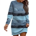 thumbnail image 3 of Long Sleeve Dress For Women Casual Printed Pullover Hip Pack Dress Sweater Dress Autumn, 3 of 5