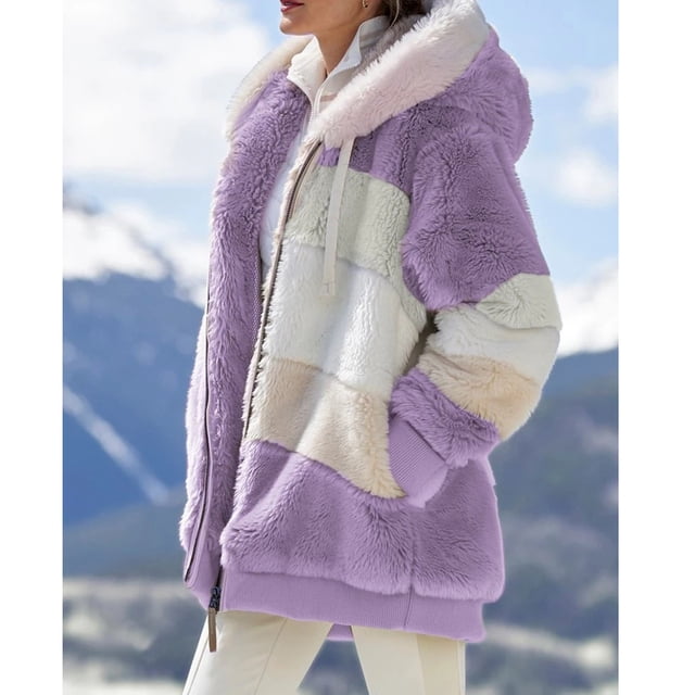Chaqueta de gran tamaño para mujer, abrigo cálido de felpa con bolsillo y capucha, ropa de calle holgada con cremallera de Cachemira, otoño e invierno, 2024