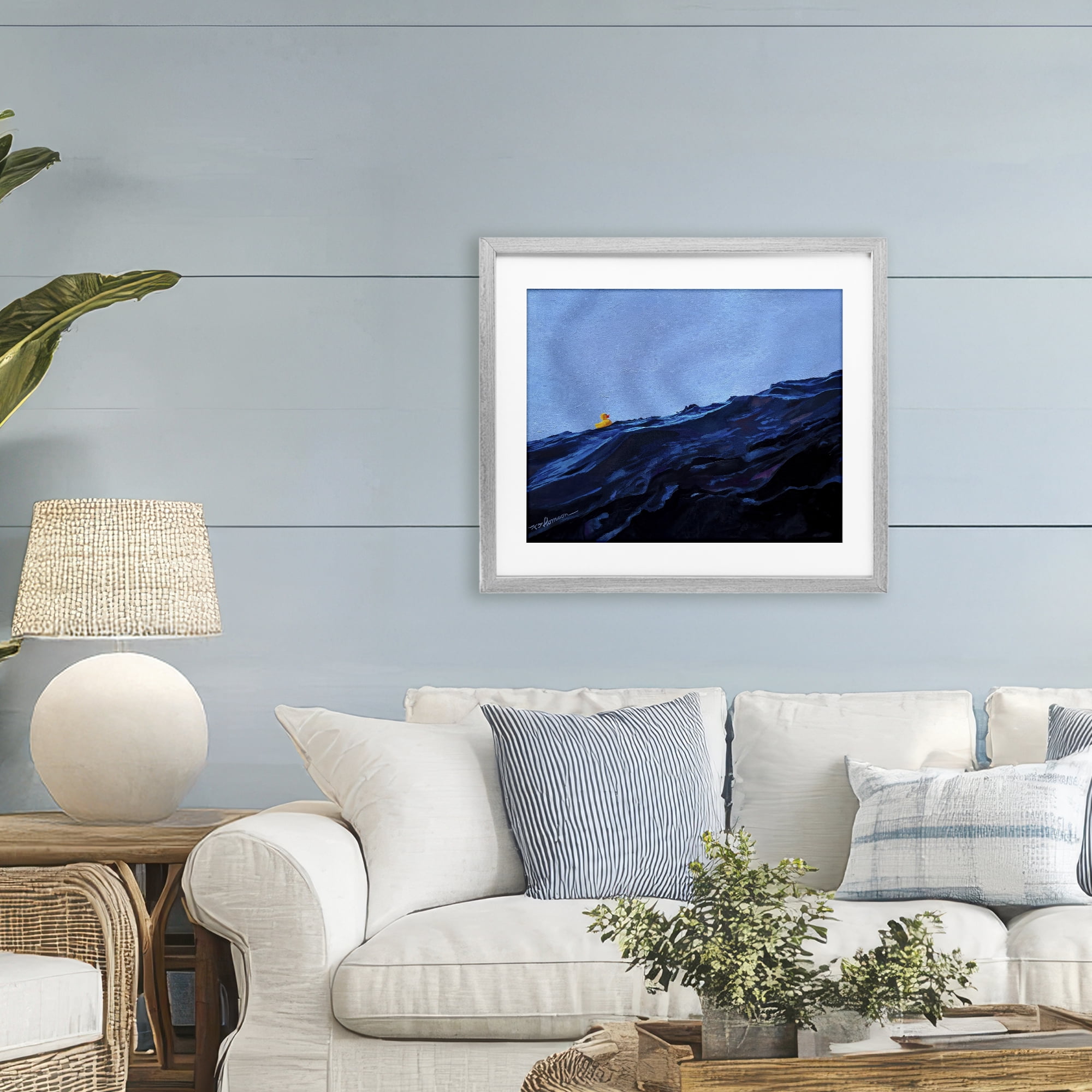 You're The One Duck Gray Framed Print Under Glass, design by Keith Thomson