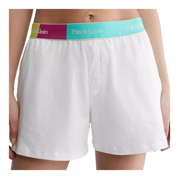 CALVIN KLEIN Women's Pride This Is Love Sleep Shorts, White Large