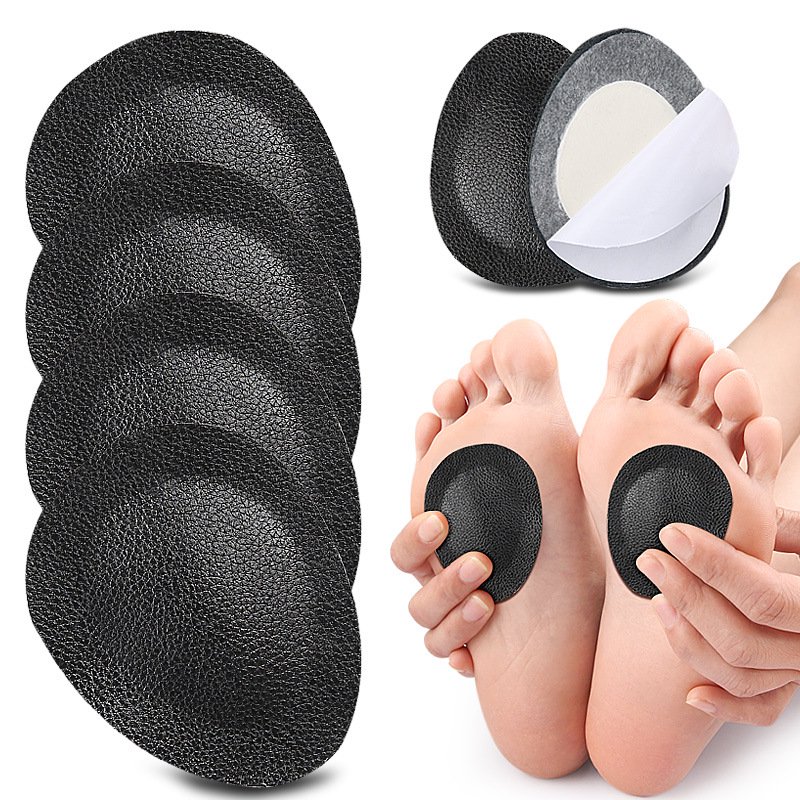 PU Leather Metatarsal Foot Pads, Self-Adhesive Soft Shock Absorbing Forefoot Cushions, Anti-Friction Arch Support Insoles