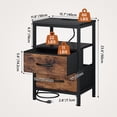 thumbnail image 6 of EDX Wall-mounted bedside table, featuring a built-in socket with USB/Type-C interface and adjustable drawers (two). Suitable for bedroom. Black+Genuine antique wood color, 6 of 8