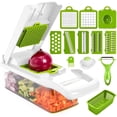 thumbnail image 1 of Cortador de Verduras, Todo 12 en 1 Picador Rallador de Verduras Multifuncional con Contenedor, Pelador, 6 Cuchillas de Acero Inoxidable, Rayadores de Mandolina de Cocina para Papas y Cebolla(Blanco), 1 of 7