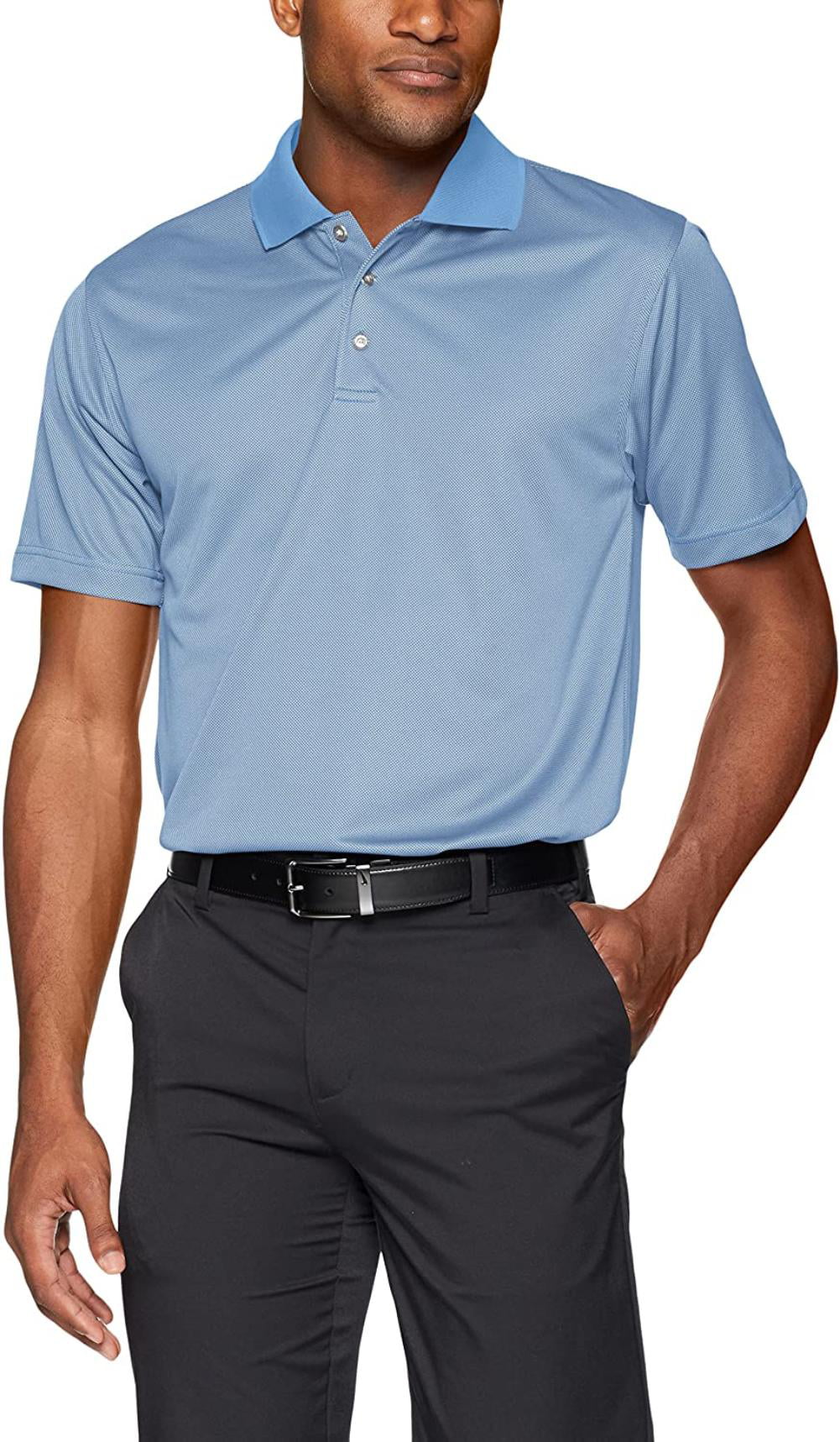 Men's Pebble Beach Navy Blue Stripe Short Sleeve Quick Dry Polo Shirt Sz Medium 