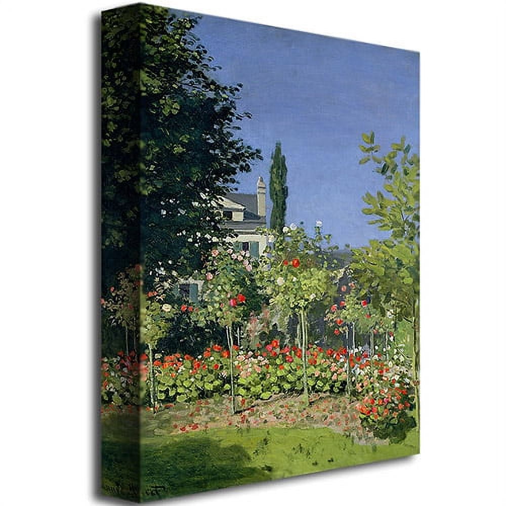 Trademark Fine Art "Flowering Garden at Sainte-Adresse 1866" Canvas Art by Claude Monet
