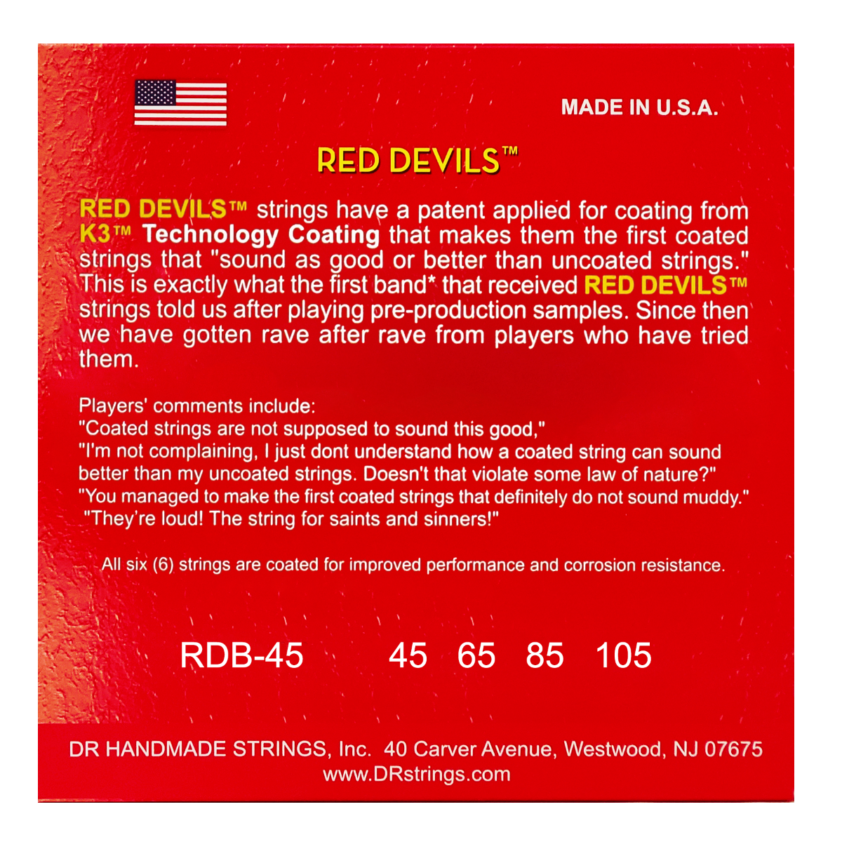 DR Strings Red Devils Medium 4-String Bass Strings