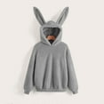 thumbnail image 4 of Women Cute Bunny Ear Hoodie Fluffy Sweatshirt Thermal Pullover Hoodie Long Sleeve Cotton Top Soft Sweater Solid Color Casual Sweatshirt Stylish Clothes Teen Girl Going Out Tops 01-Gray XL, 4 of 7