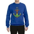 thumbnail image 2 of Trippy Mandala Nautical Colorful Mosaic Anchor | Mens Fashion Crewneck Graphic Sweatshirt, Royal, Small, 2 of 4