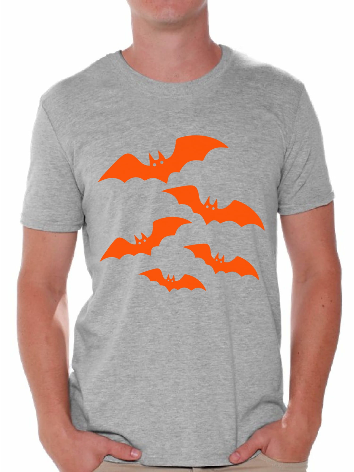 Awkward Styles Orange Bats Tshirt for Men Halloween Bats Shirt Men's