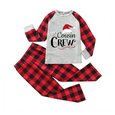 

Christmas Pajamas for Family Gray Family Christmas Pjs Matching Sets Family Matching Christmas Pajamas Set Plaid Sleeved Pattern Print Festival for Kids Parent Child Outfit